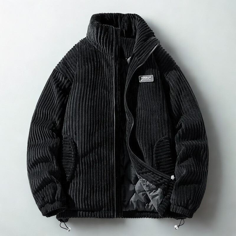 Veste zippée en velours côtelé matelassée