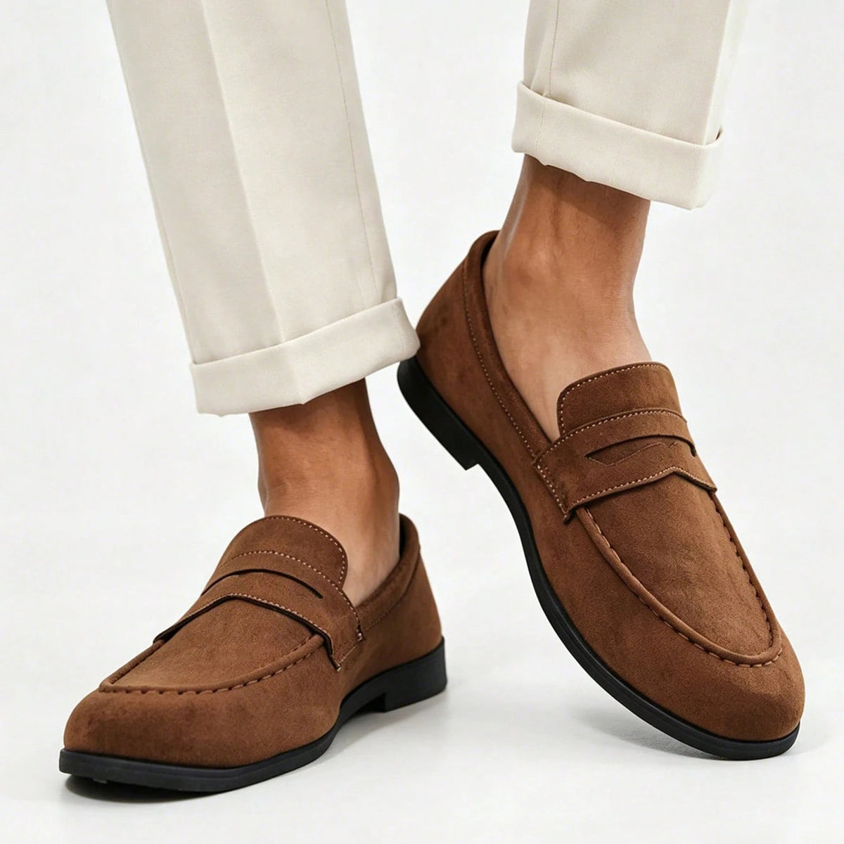 Mocassins aspect daim à bout arrondi