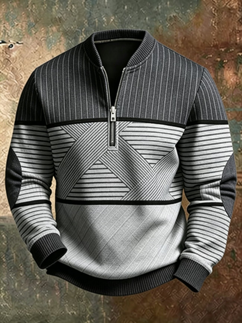 Pull demi-zip à motif géométrique