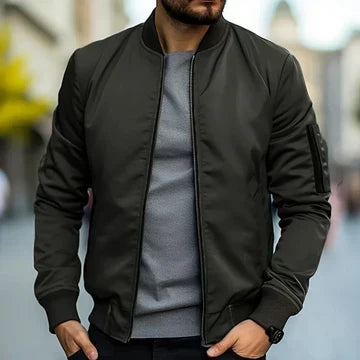 Blouson bomber zippé bords côtelés