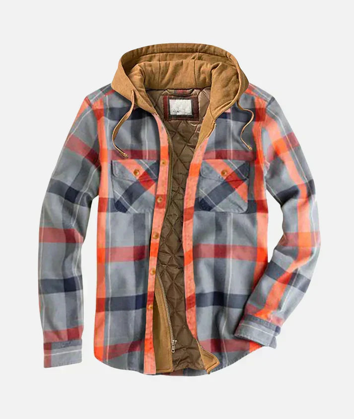 Surchemise à carreaux zippée à capuche homme, coloris gris