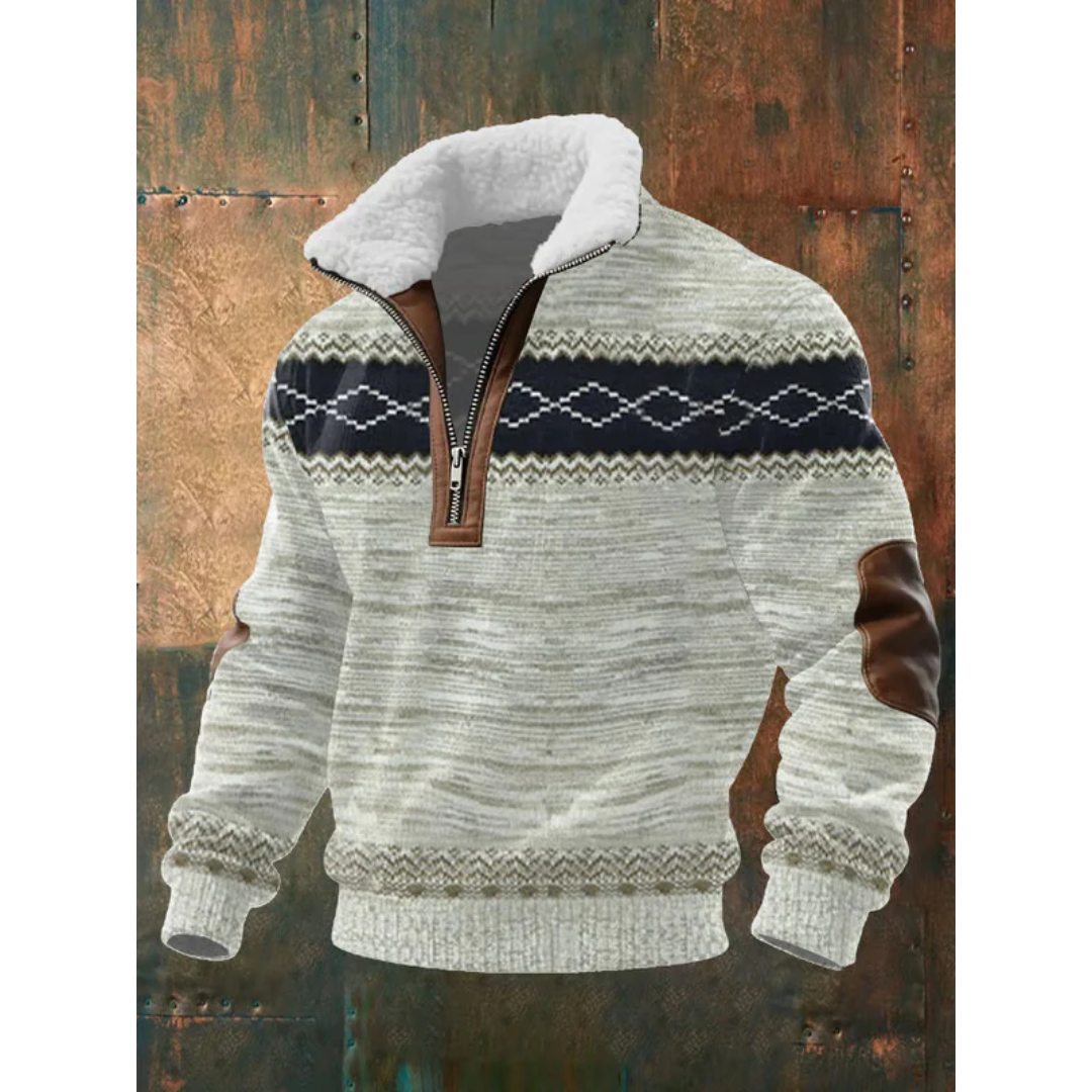 Pull col montant en polaire douce au style intemporel homme – Gris/Noir