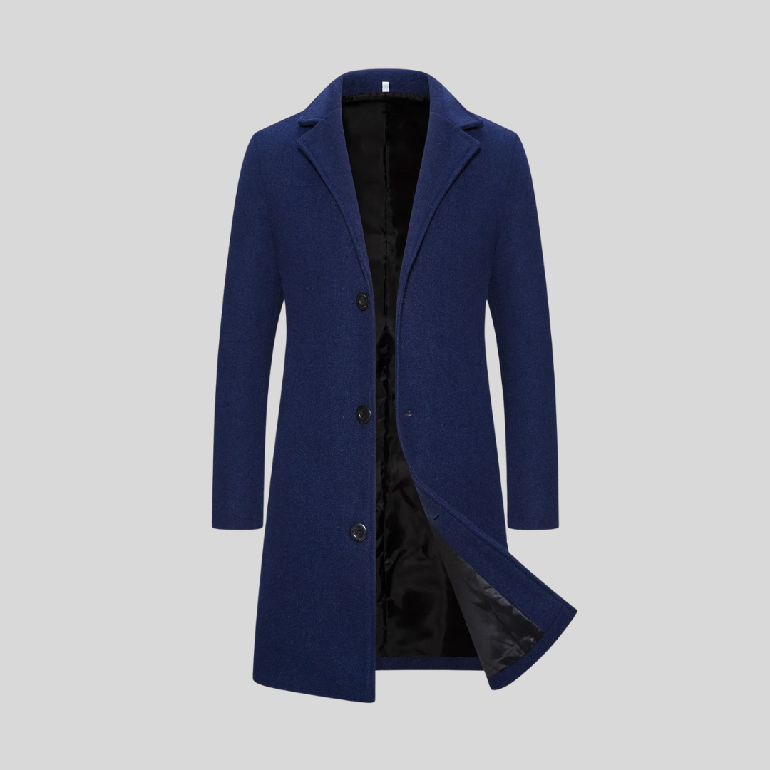 Manteau long aspect lainage col cranté