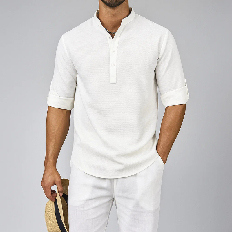 Chemise en tissu texturé ourlet arrondi