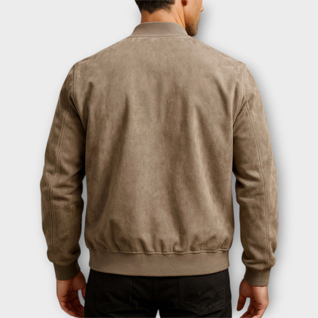 Veste bomber en cuir suédé coupe sportive classique homme – Gaujacq