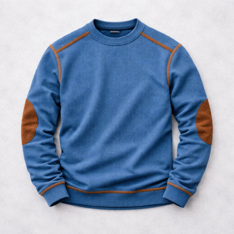 Pull gaufré col rond à coudières