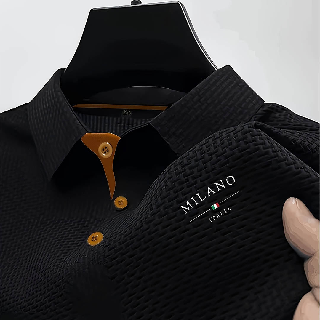 Polo maille texturée col boutonné