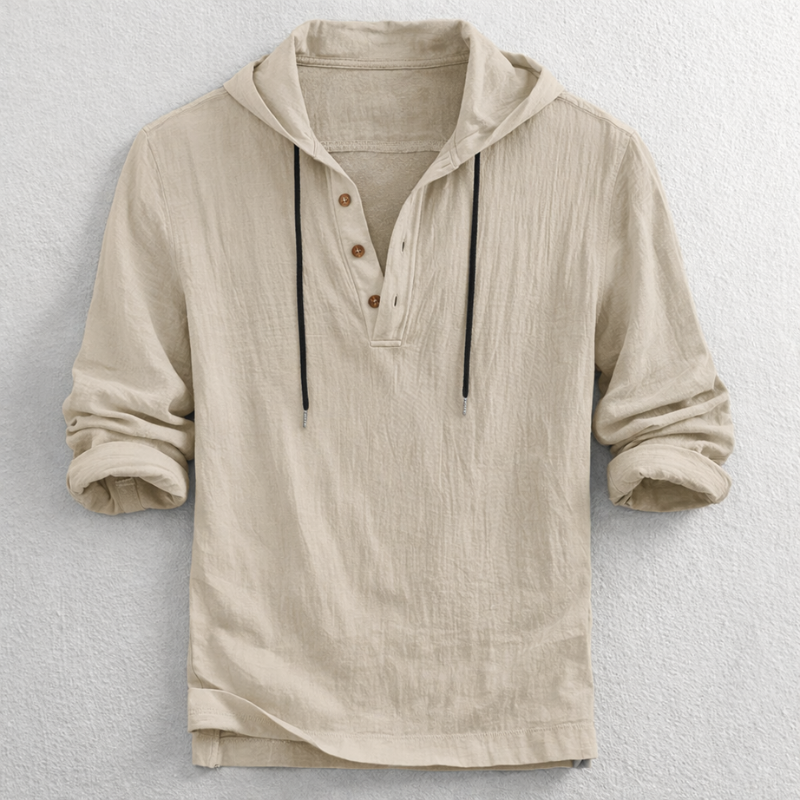 Chemise à capuche col henley boutonné