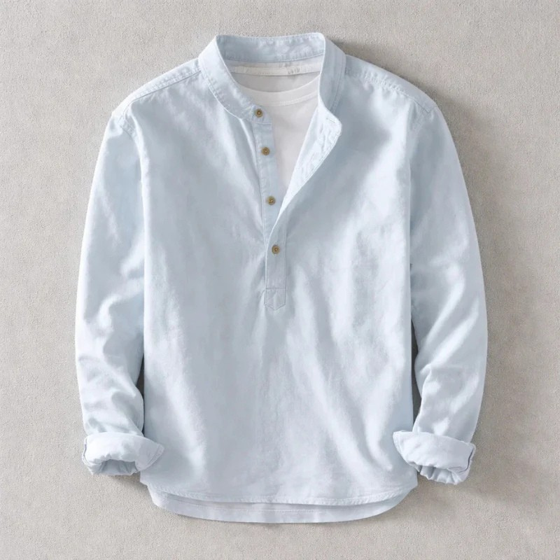 Chemise aspect lin lavé ourlet arrondi