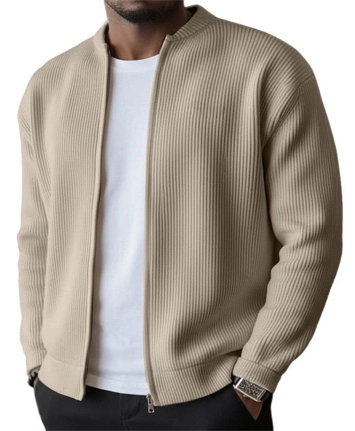 Cardigan zippé en maille côtelée