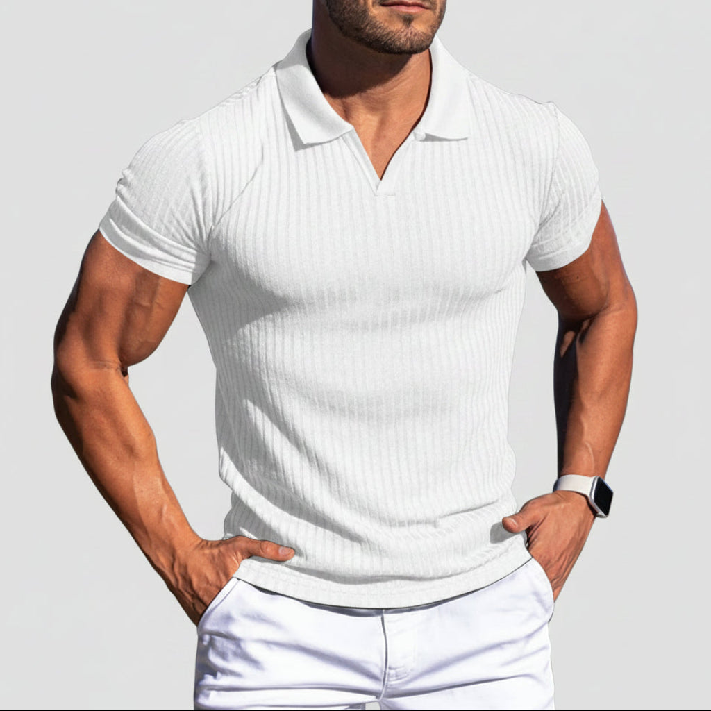 Polo texturé uni à manches courtes