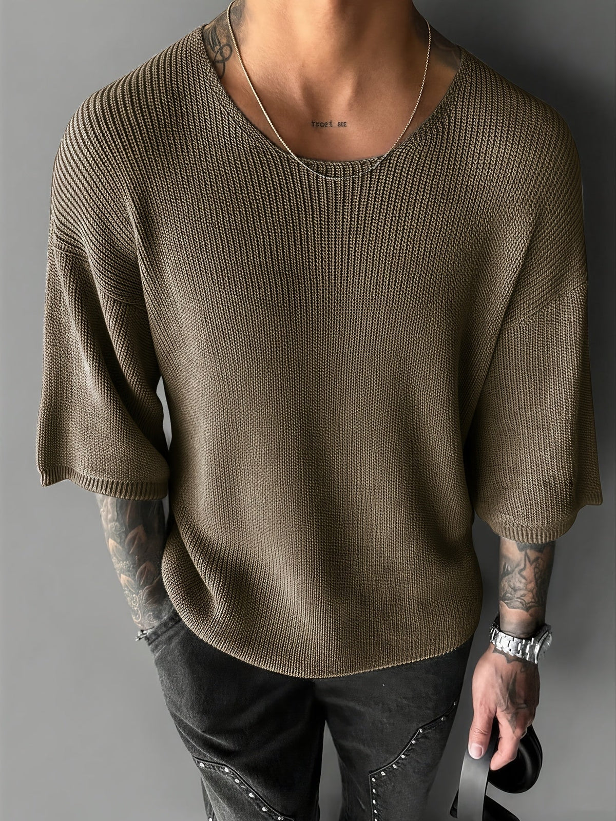 Pull maille manches courtes coupe ample