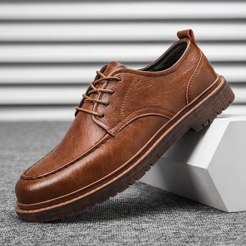 Derbies effet cuir à lacets semelle crantée