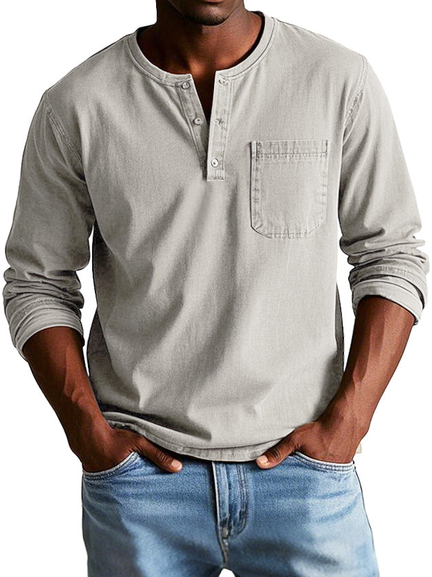 T-shirt henley vintage manches longues au style intemporel homme – Bosquet