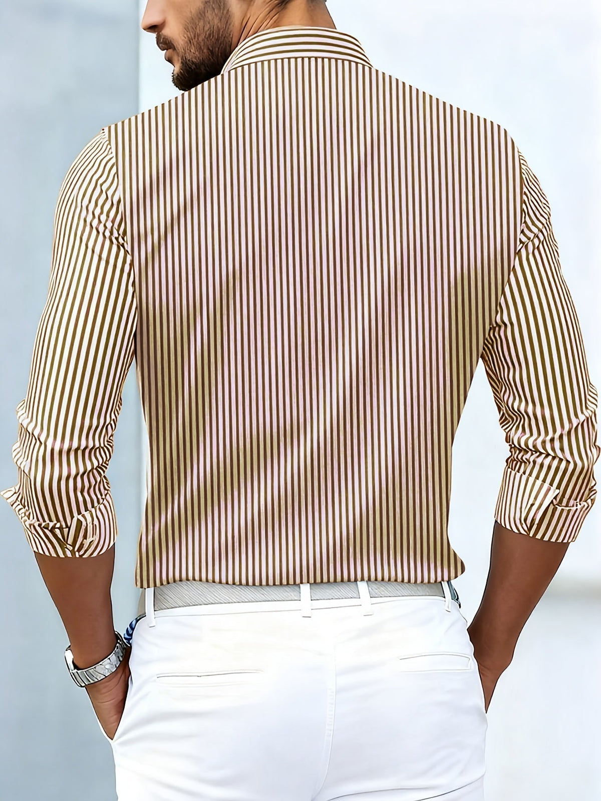 Chemise à rayures rétro manches longues