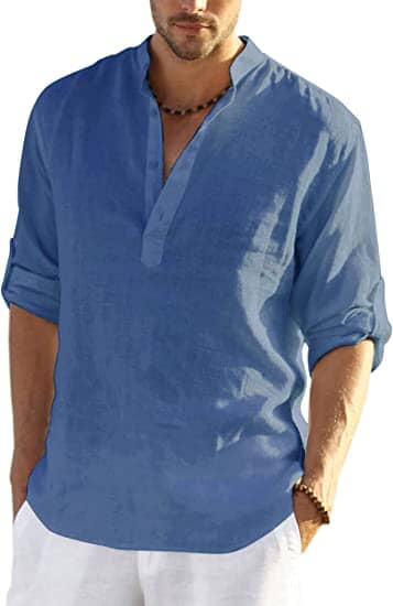 Chemise aspect lin col tunisien
