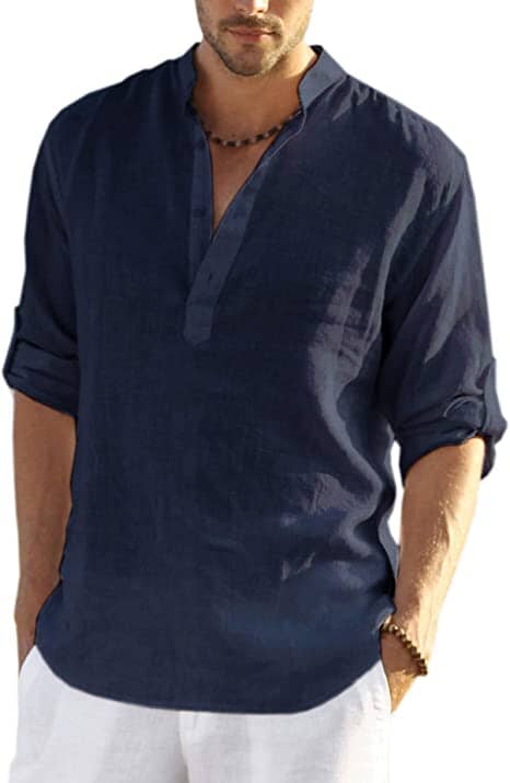 Chemise aspect lin col tunisien