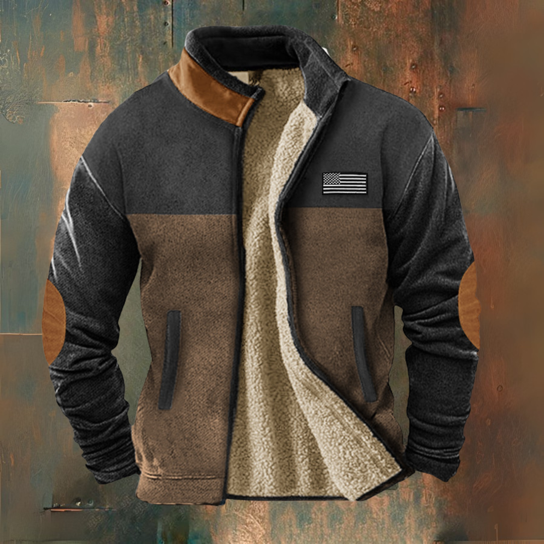Veste zippée bicolore doublure peluche