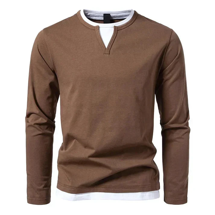 T-shirt manches longues à col fendu