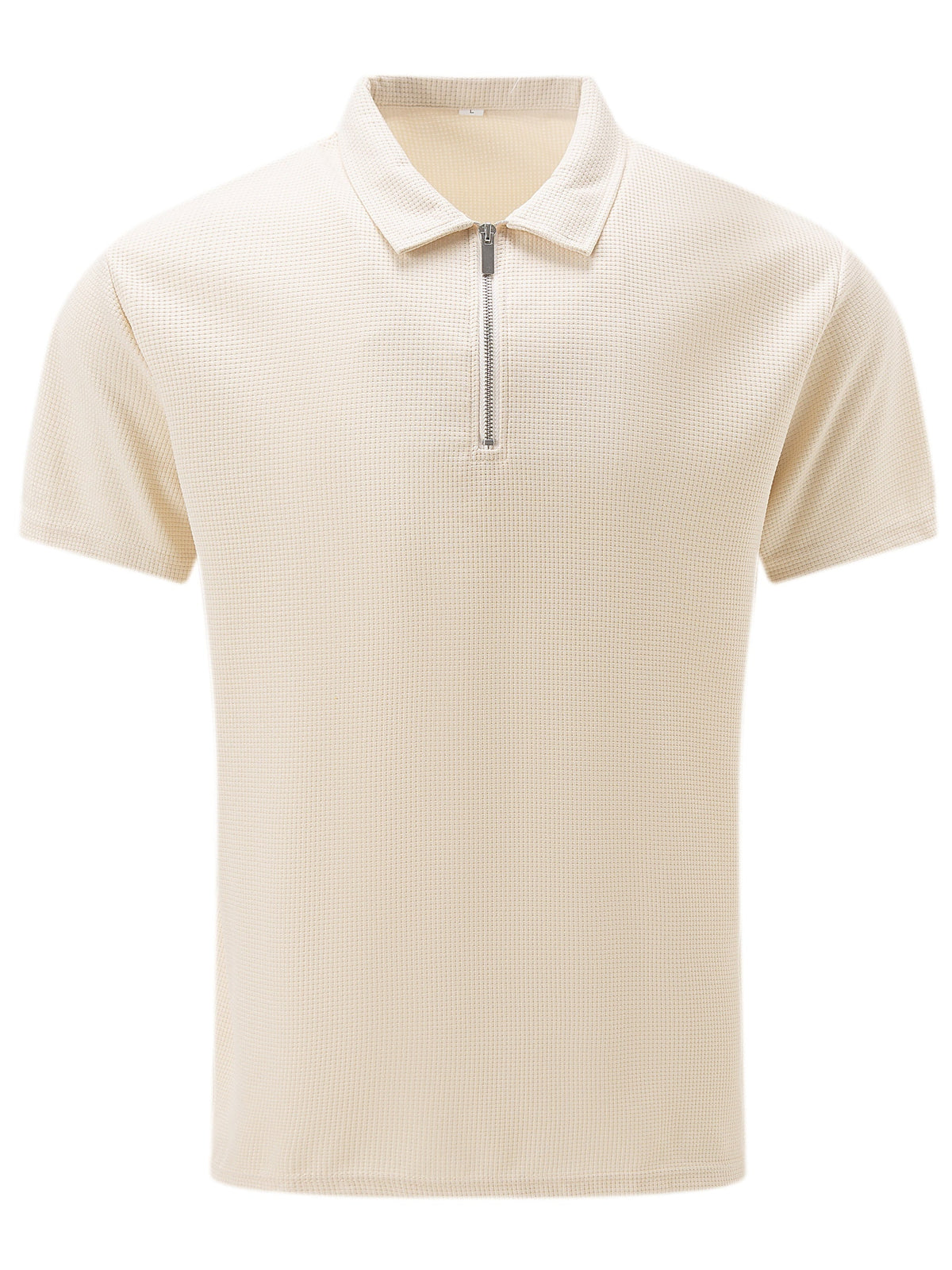 Polo zippé manches courtes maille texturée