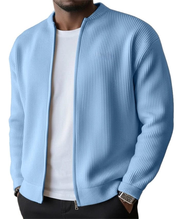 Cardigan zippé en maille côtelée