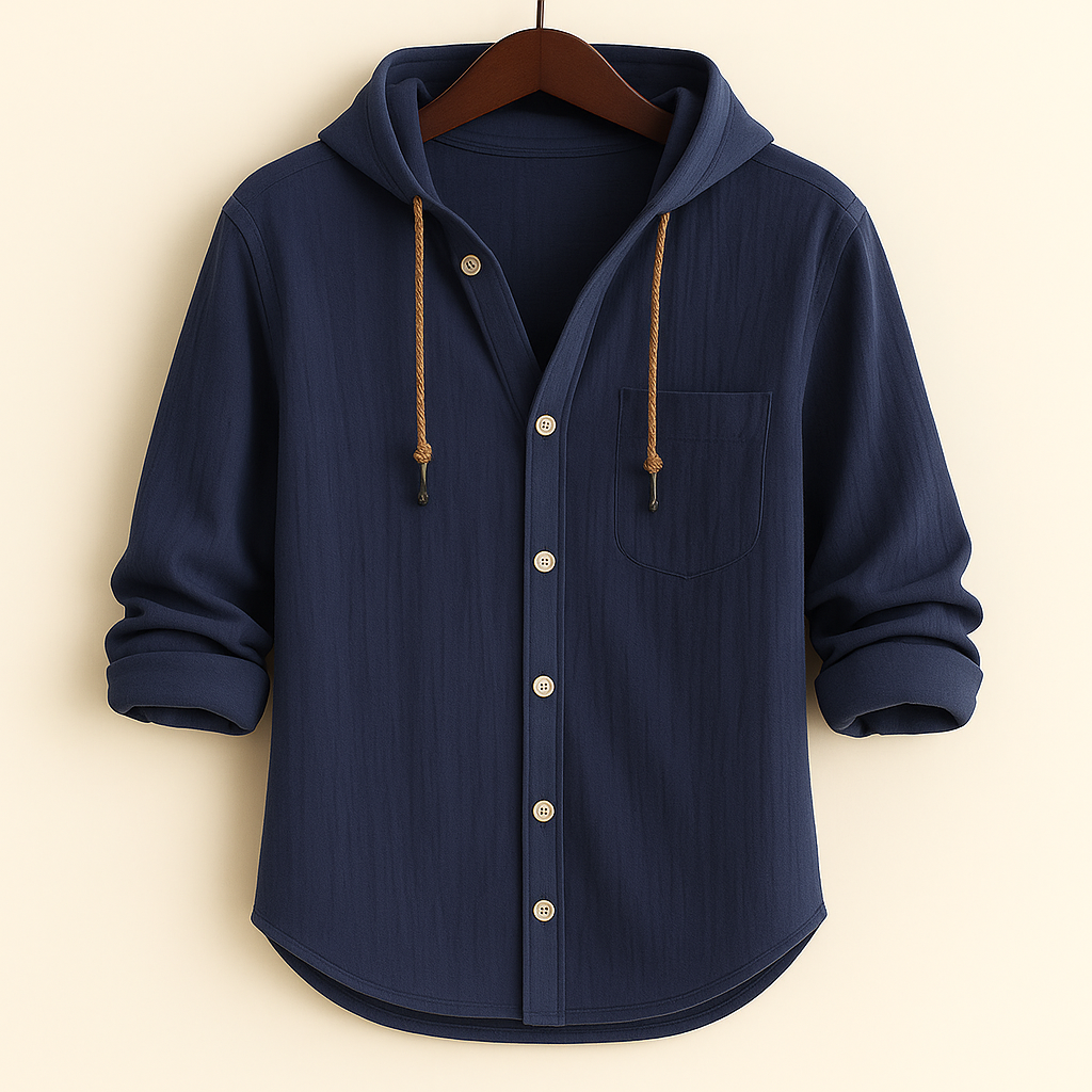 Chemise en coton doux à capuche coupe décontractée homme – Andernos