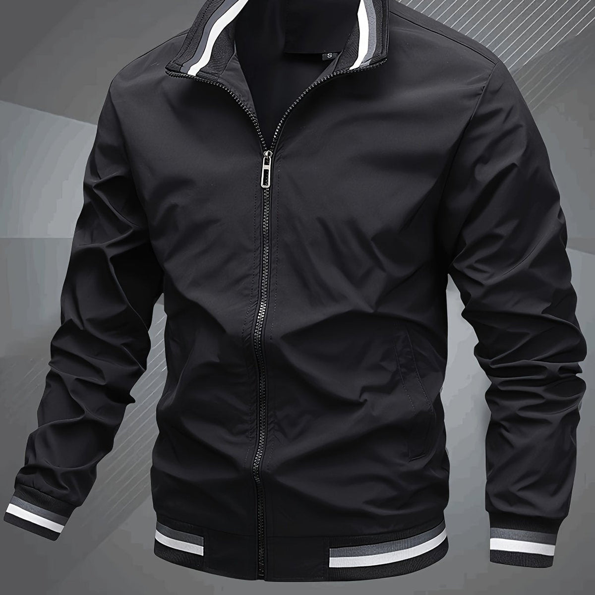 Blouson bomber zippé à liserés rayés