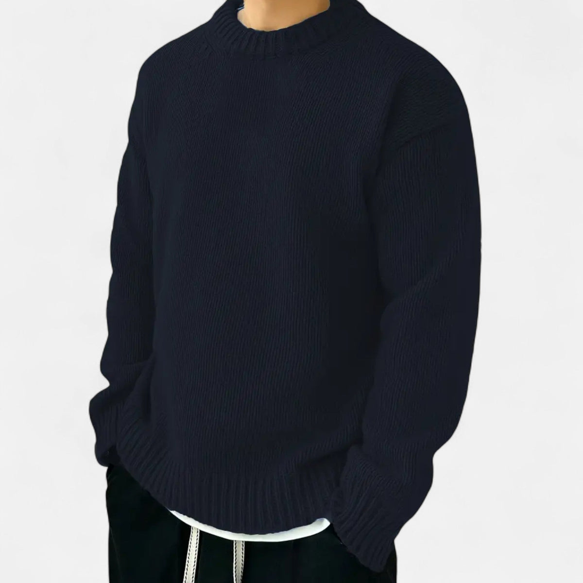 Pull col rond uni coupe classique confort des saisons fraîches homme – Hautefort