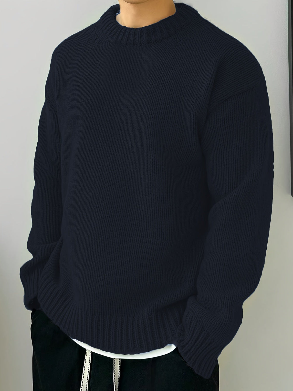 Pull col rond en maille unie