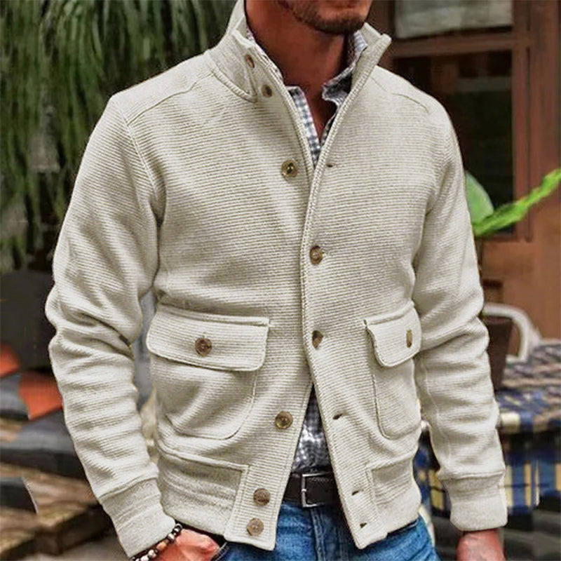 Veste col montant boutonnée à poches rabat