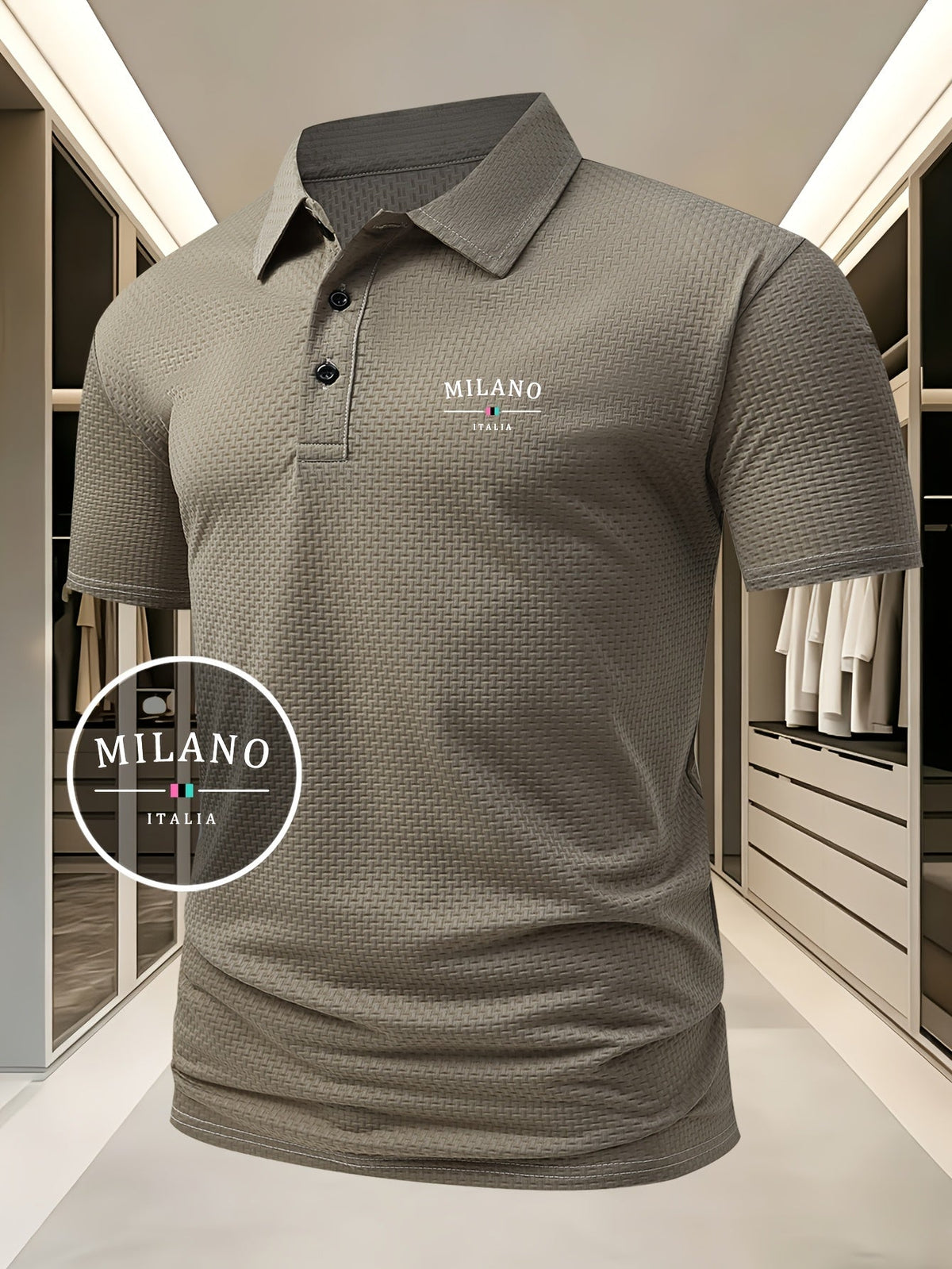 Polo en maille à motif géométrique