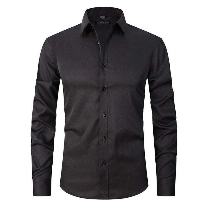 Chemise extensible manches longues homme Messine, coloris noir