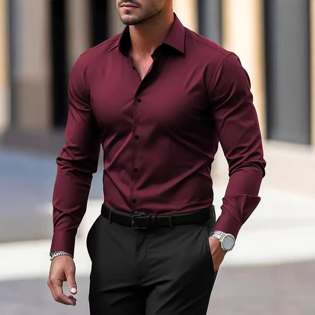 Chemise en velours uni manches longues