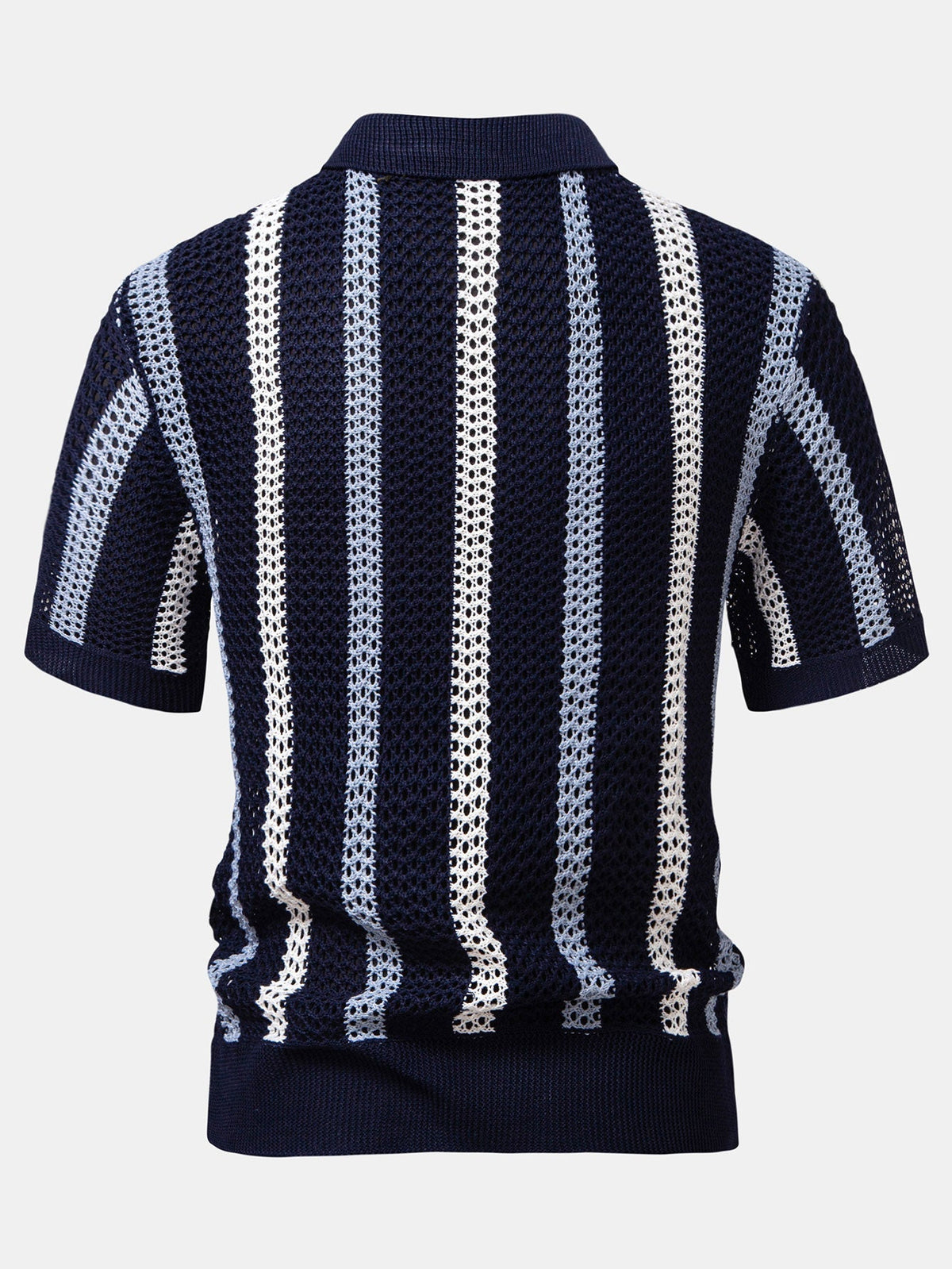 Polo ajouré à rayures verticales