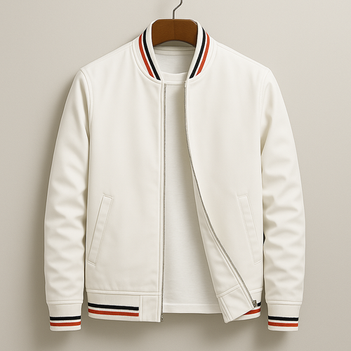Blouson bomber zippé à bords rayés