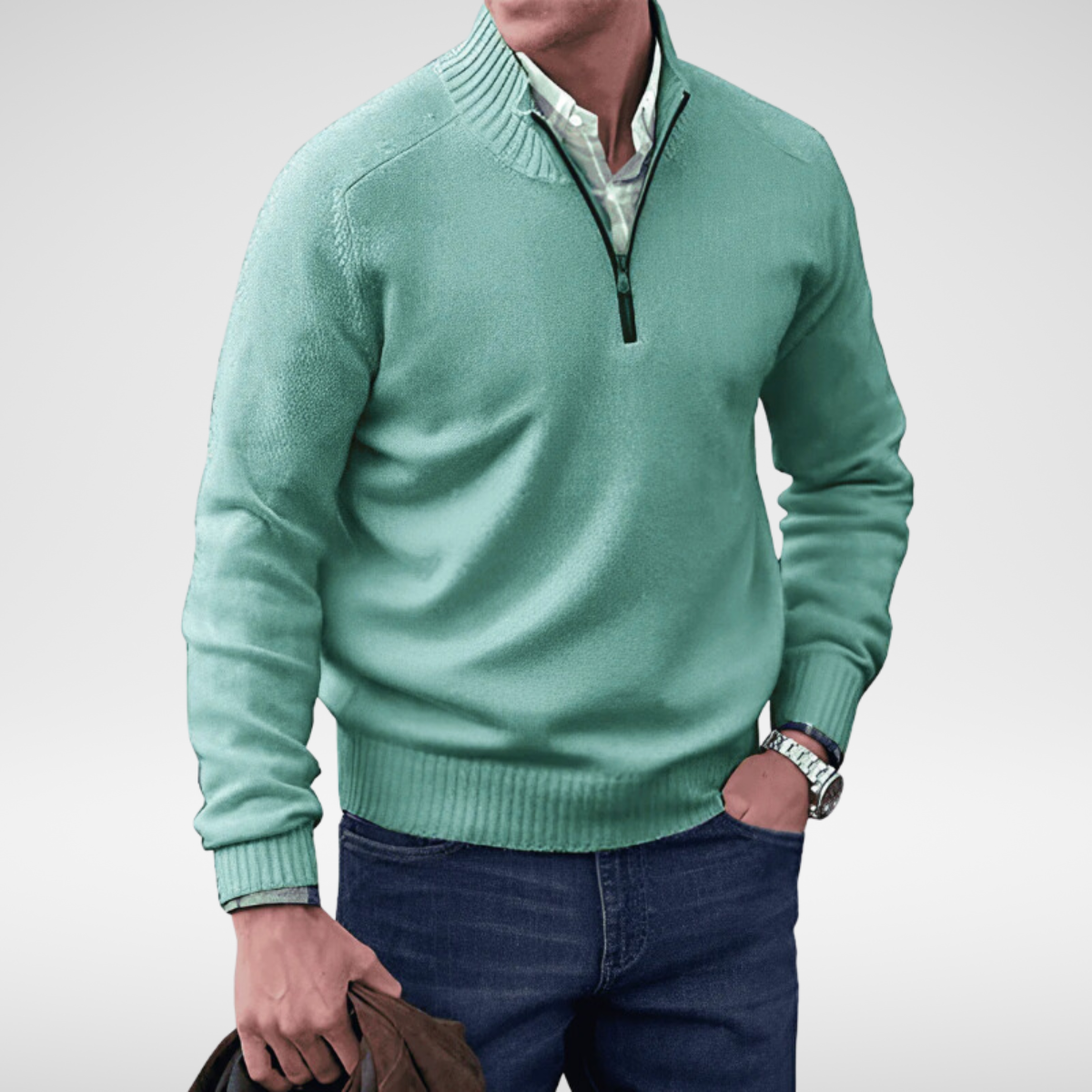 Pull col montant demi-zip