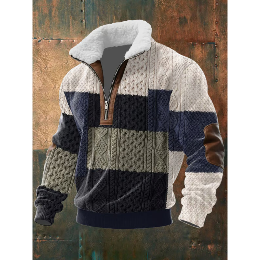 Pull col montant en polaire douce au style intemporel homme – Noir/Bleu