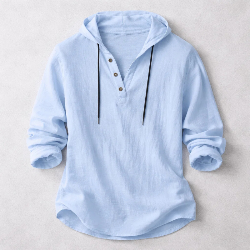 Chemise à capuche aspect lin boutonnée