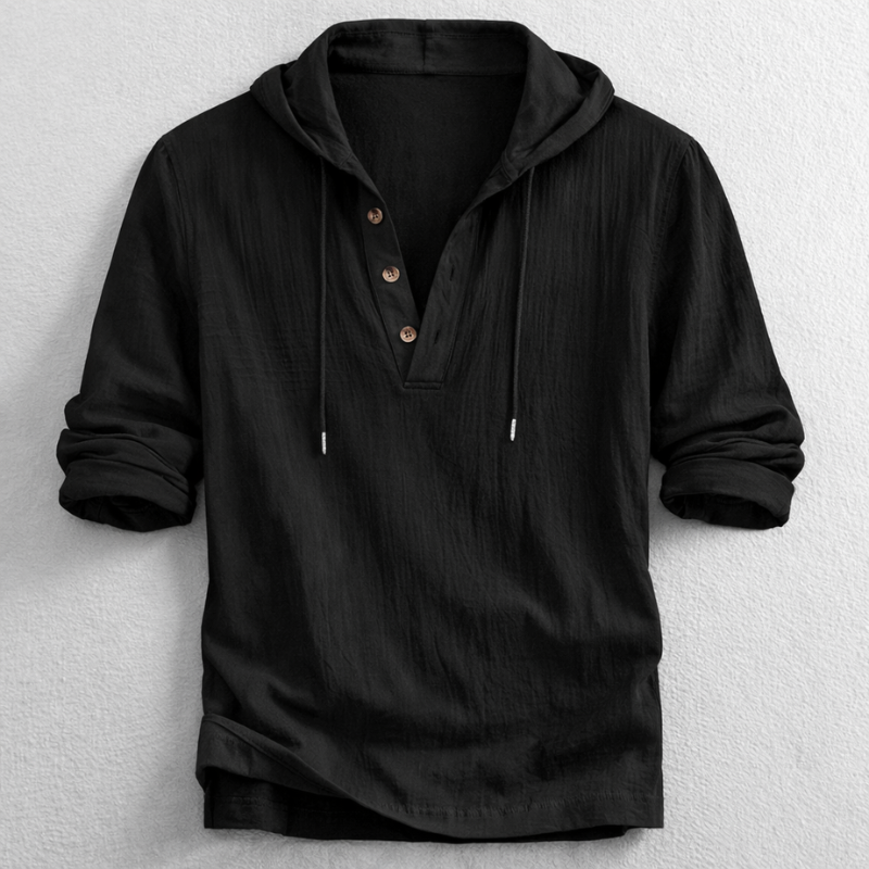 Chemise à capuche col henley boutonné