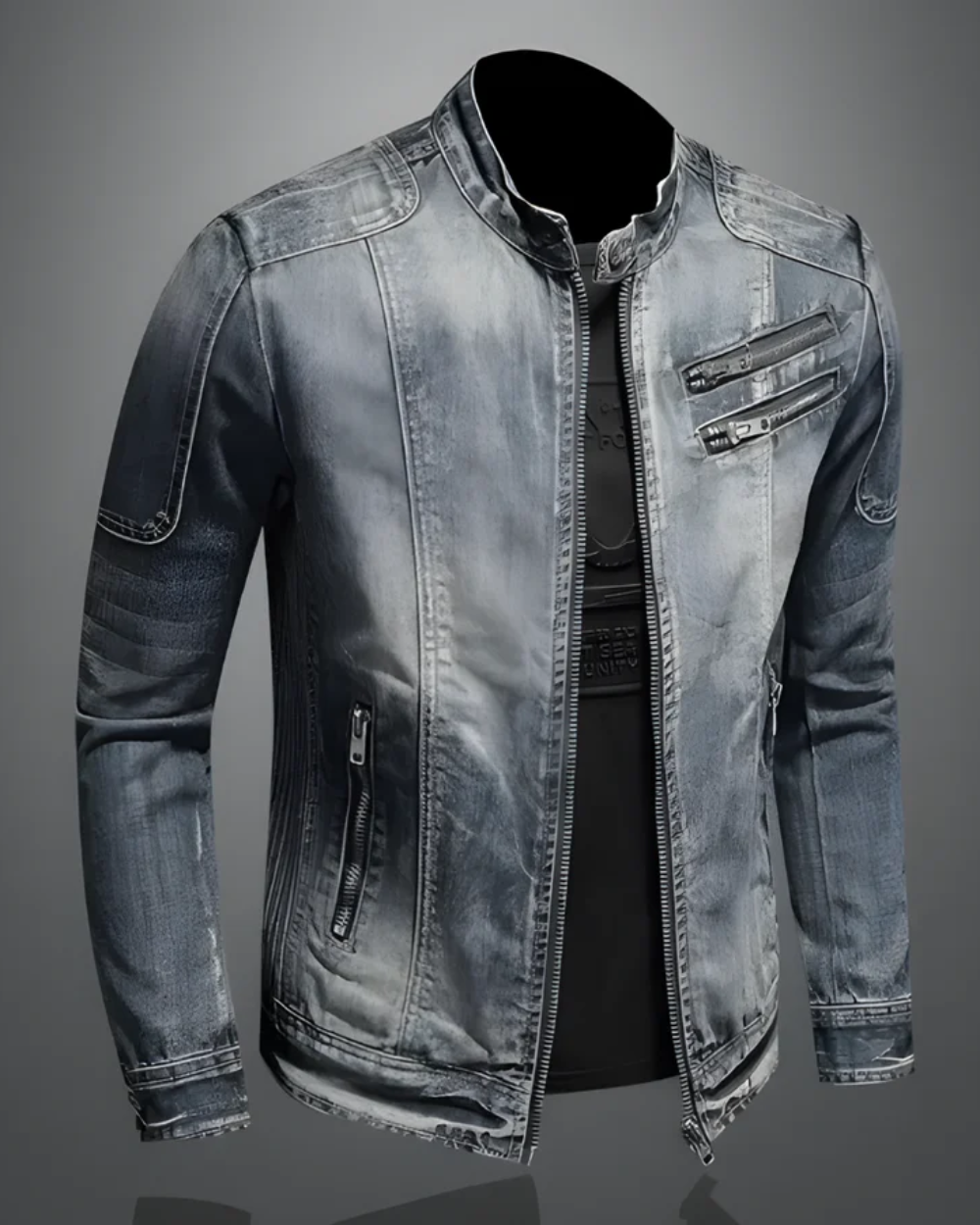 Veste en jean grise zippée