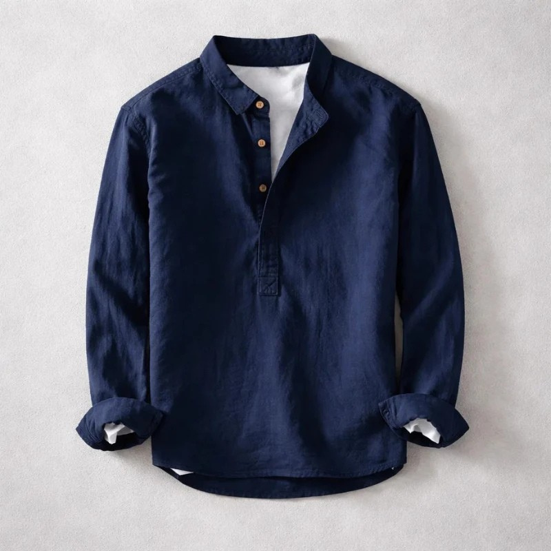 Chemise aspect lin lavé ourlet arrondi