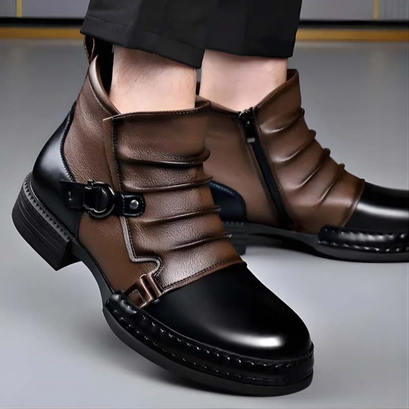 Bottines à sangle bouclée et zip latéral
