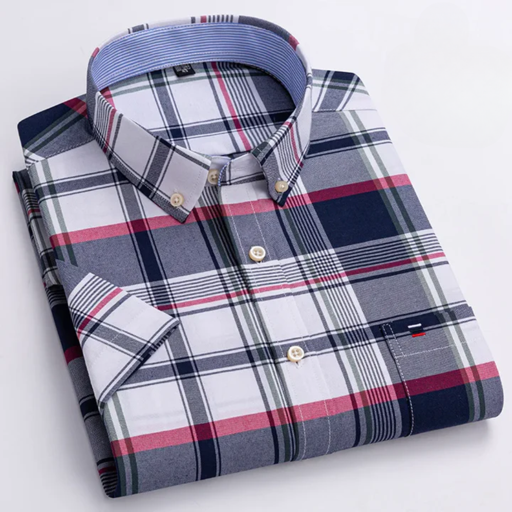 Chemise à carreaux col boutonné