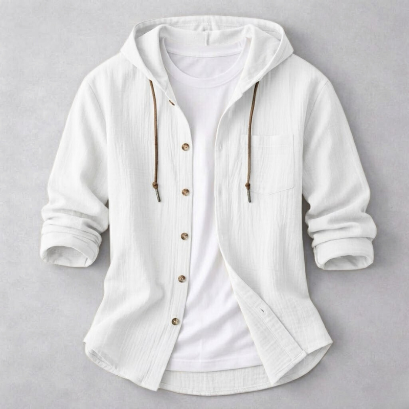 Chemise à capuche coulissante aspect lin