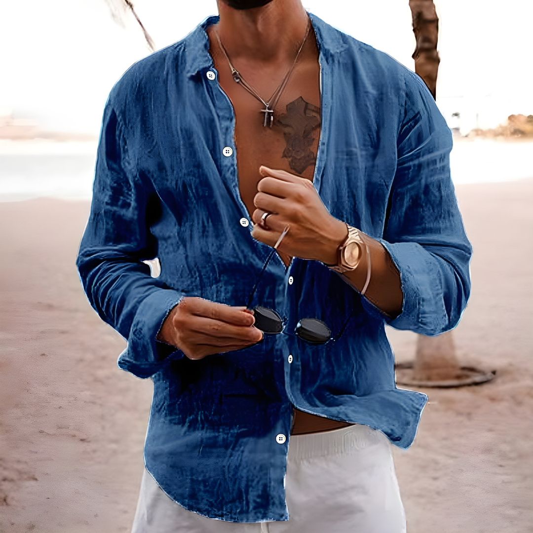 Chemise d'été légère en coton naturel décontractée homme – Pontlevoy