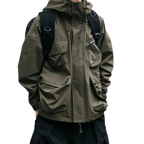 Veste à capuche utilitaire jaune ocre