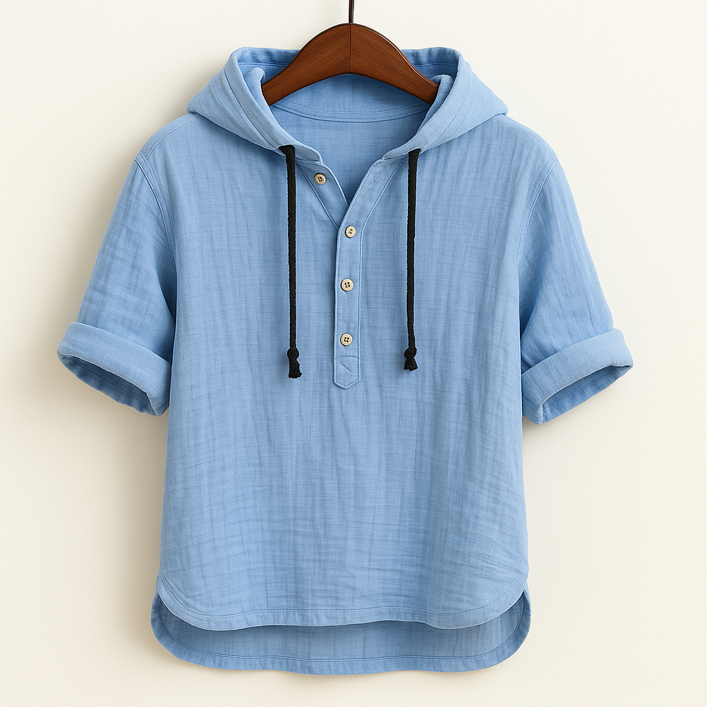 Chemise à capuche texturée à patte boutonnée
