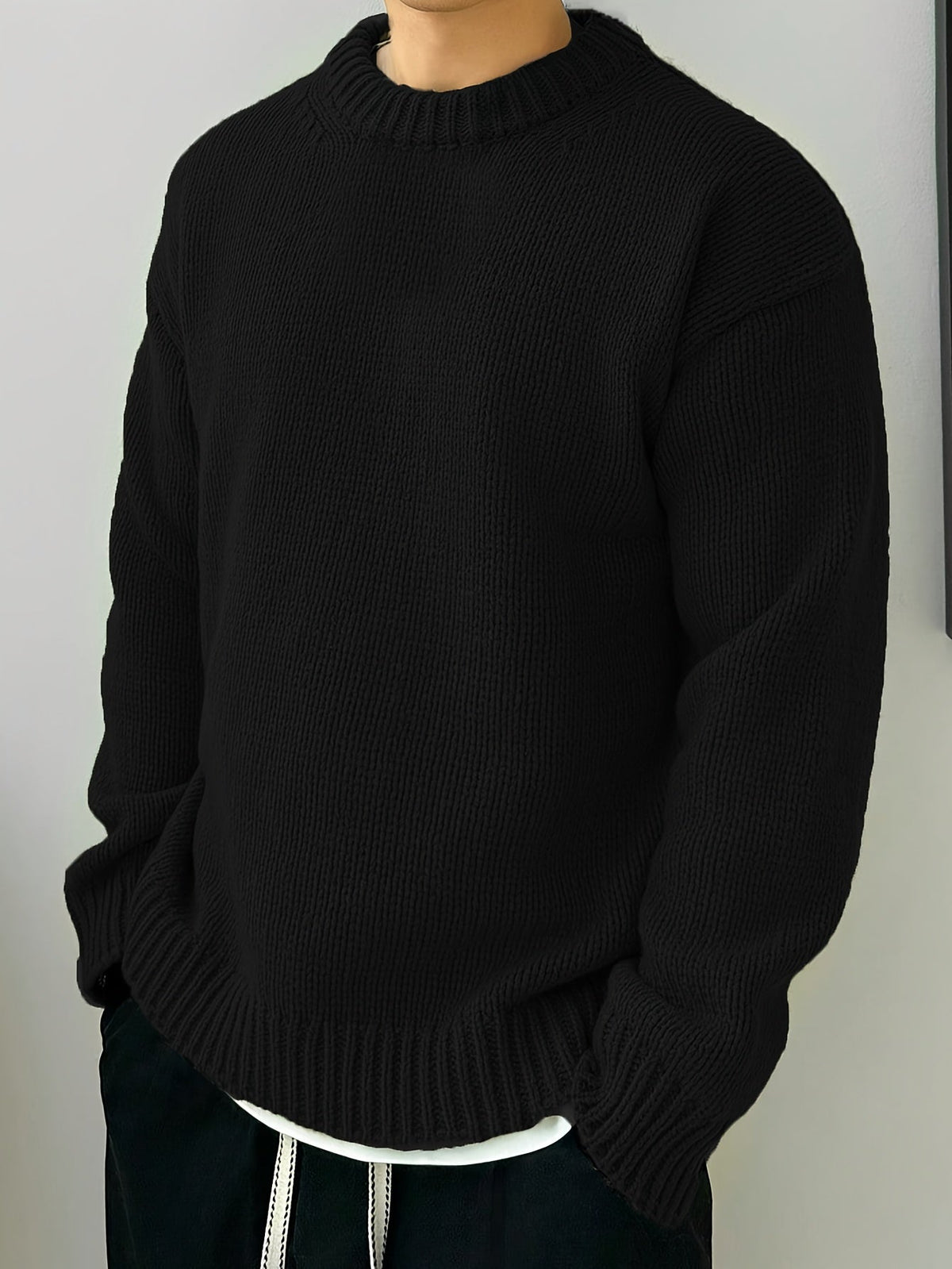 Pull col rond en maille unie