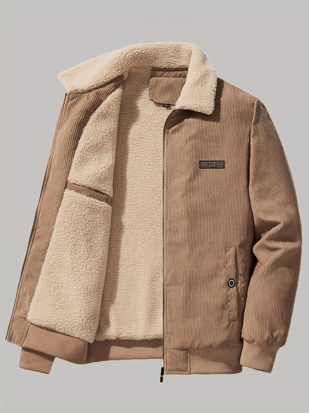 Veste zippée aspect velours côtelé