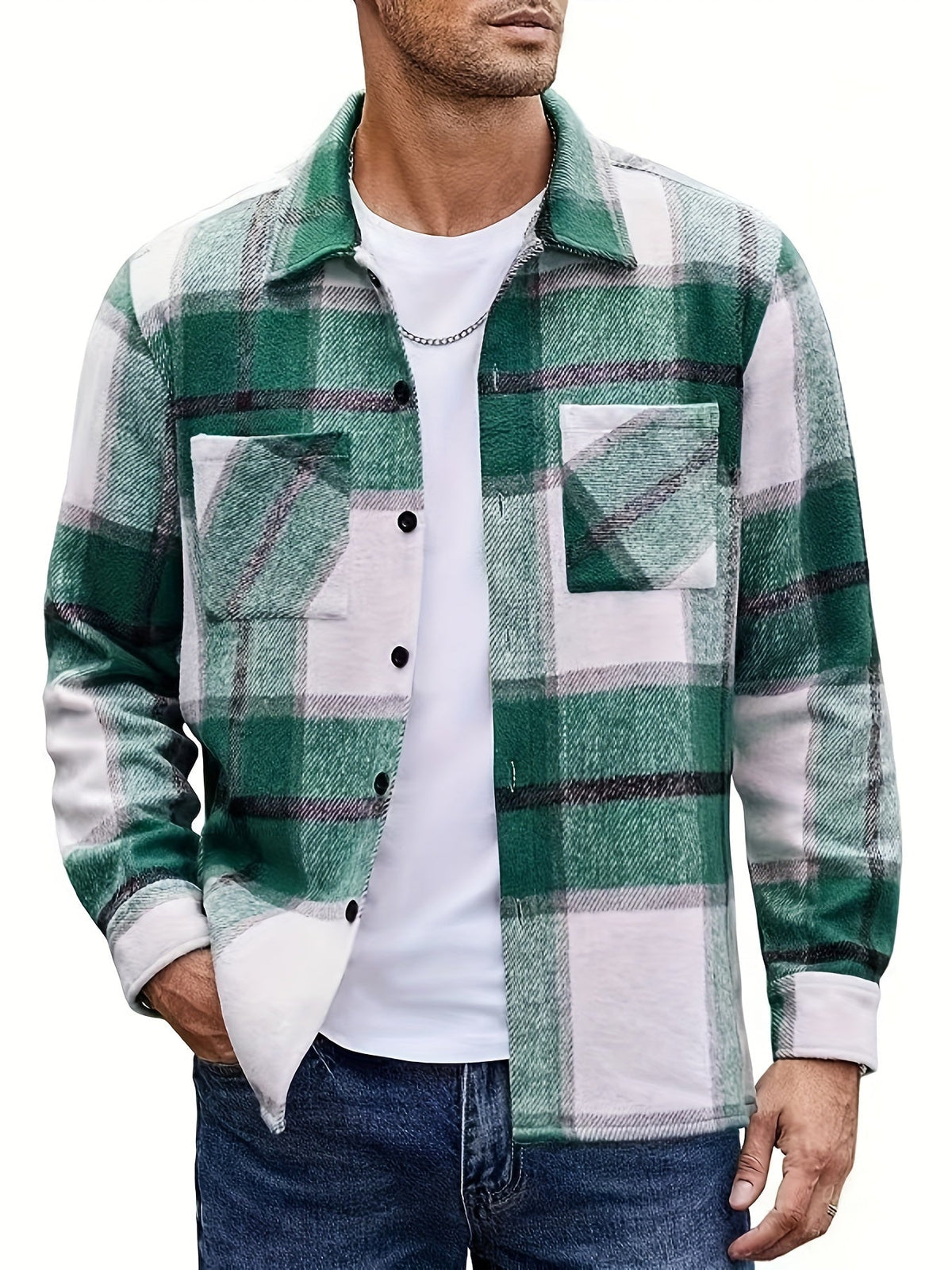 Chemise à carreaux à poches poitrine